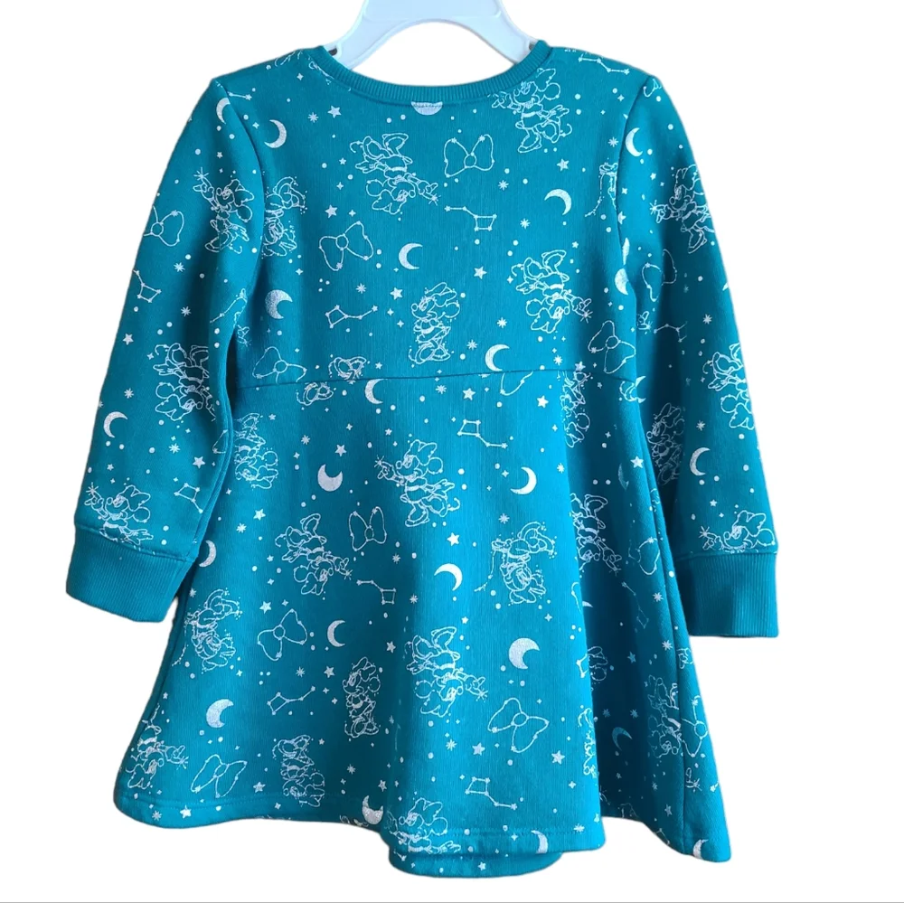 2T & 3T Girls Bundle Minnie Mouse Celestial Print Fleece Dress & Holiday Time - Picture 4 of 14